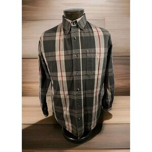 CE Schmidt Workwear Shirt Mens M Beige Plaid Long Sleeve‎ Button Up Heavyweight